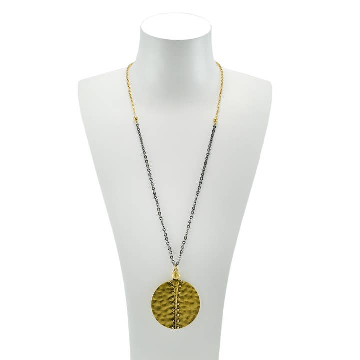 Two Tone Statement Pendant Necklace for wholesale by NY Jewelry House