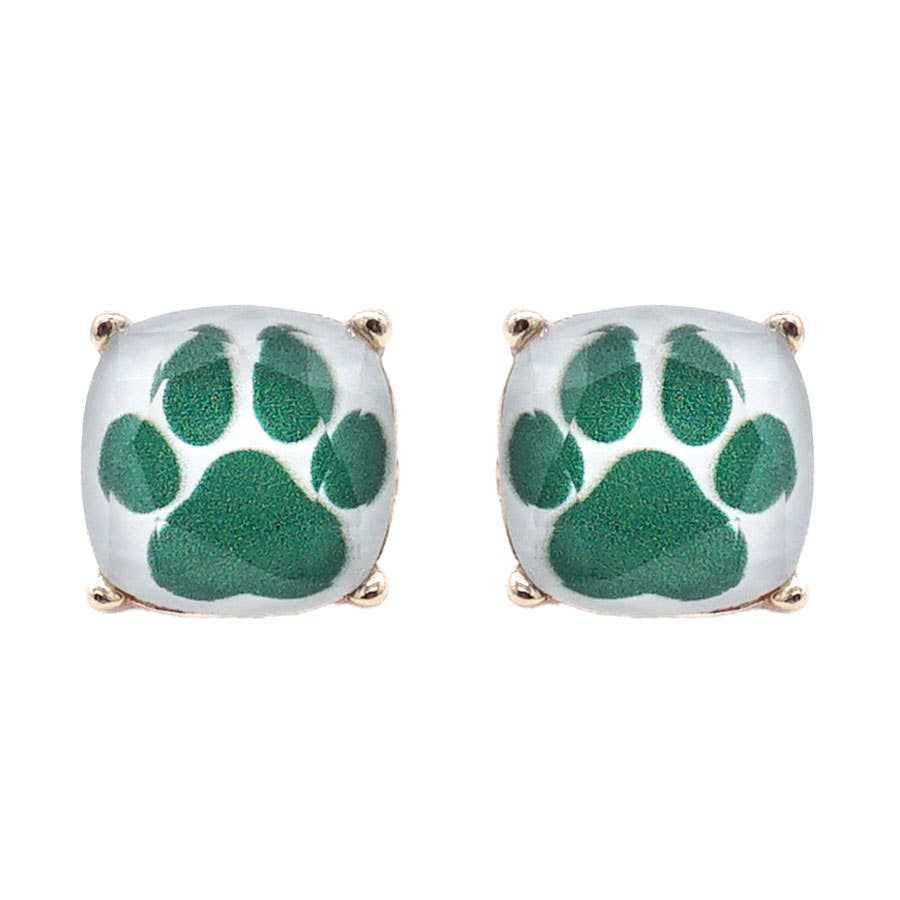JHP Collection - Wholesale Stud/Post Earrings - DOG PAW PRINT CUSHION CUT EPOXY STUD EARRING20
