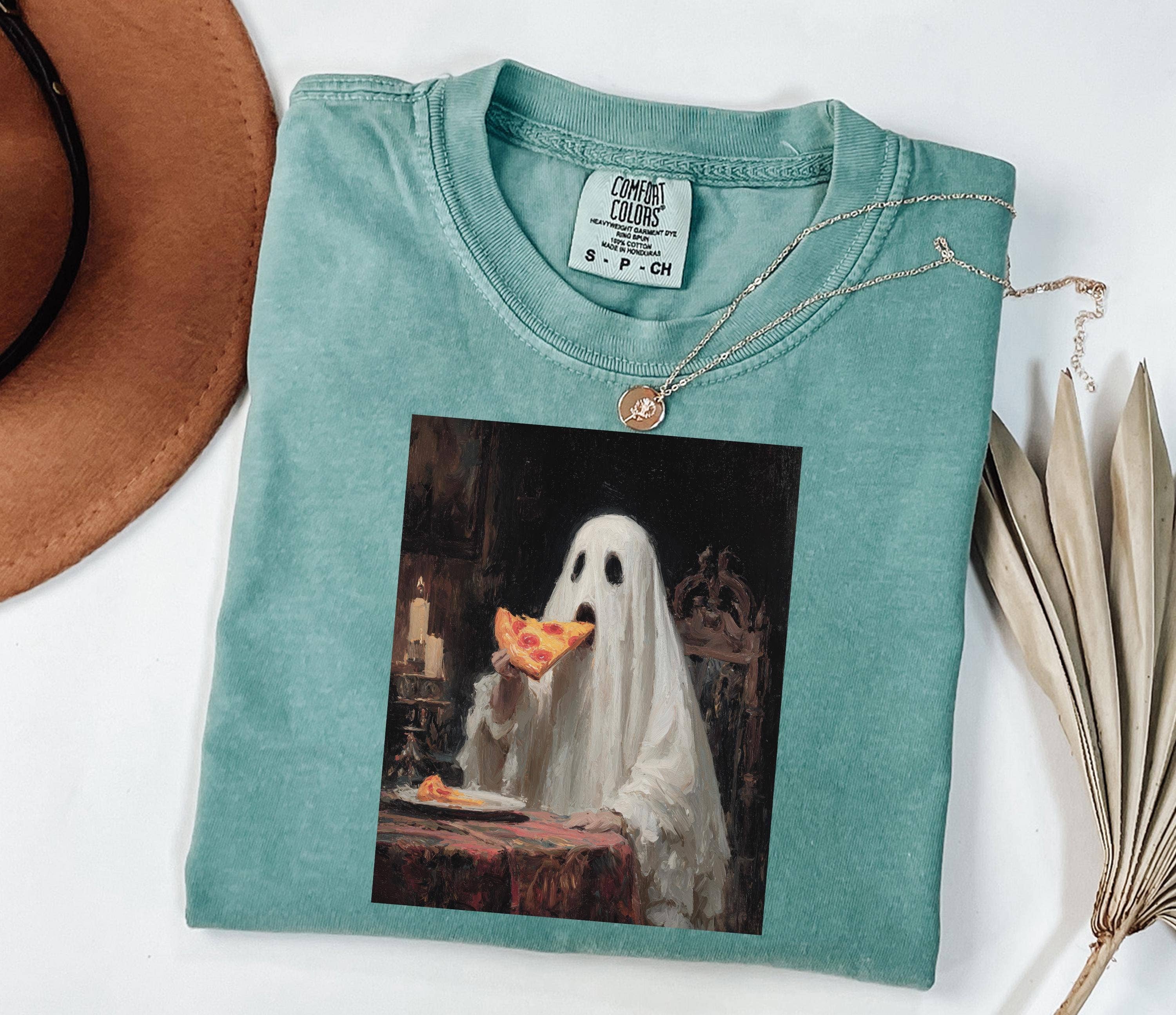 Glaime - Vente T-shirt à imprimés – femme - T-shirt rétro drôle de fantôme Comfort Colors, pull de Halloween3