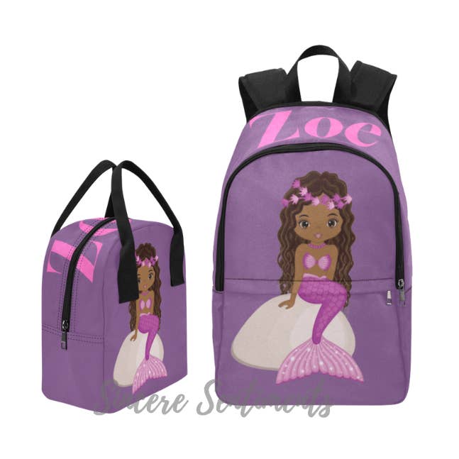 Purple Mermaid Backpack and Lunch Bag Set for wholesale by Sincere Sentiments LLC