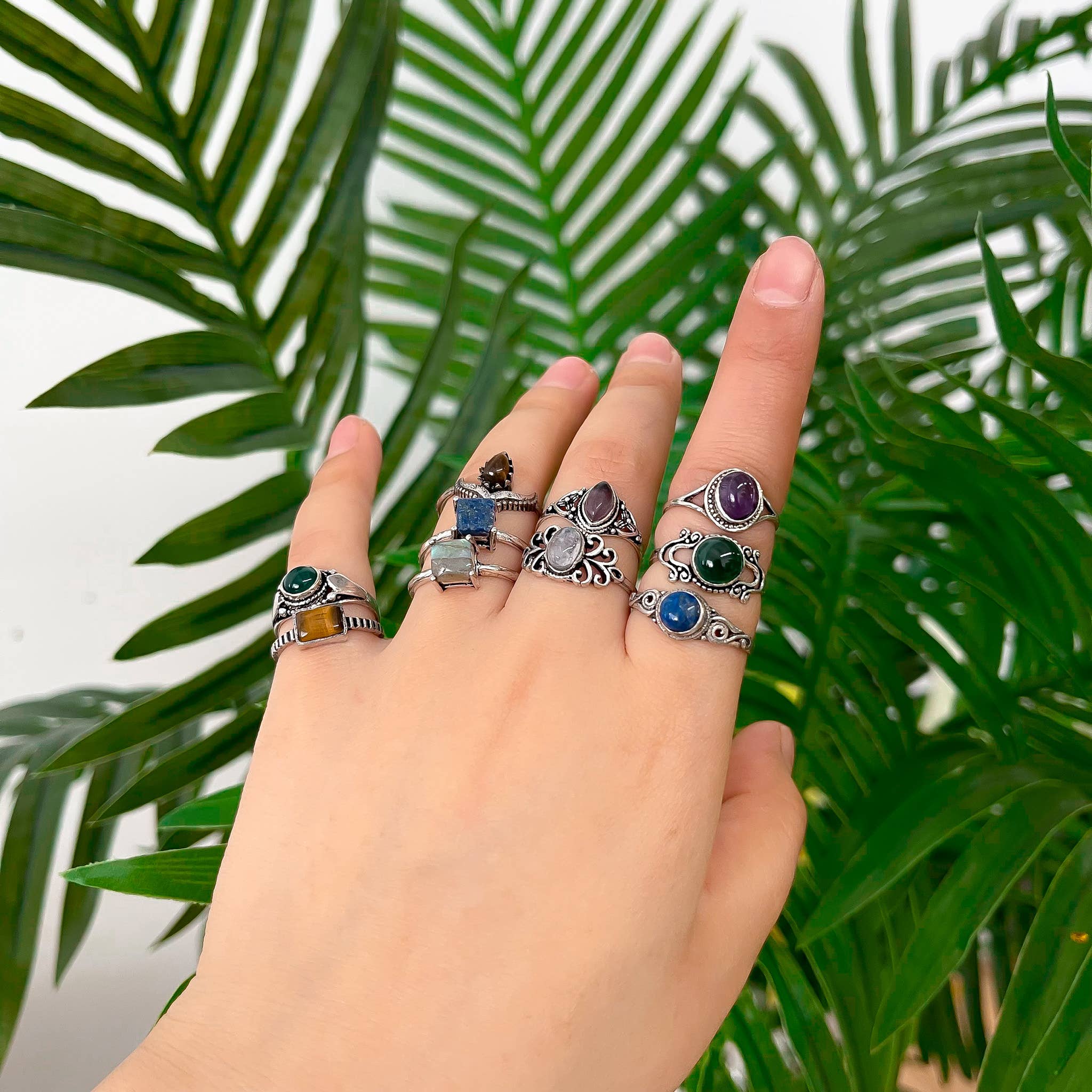 Karma Nepal Crafts - Wholesale Single Stone/Solitaire Ring - 100 Piece Bohemian Silver Crystal StackablRing  ($2.25 each)4