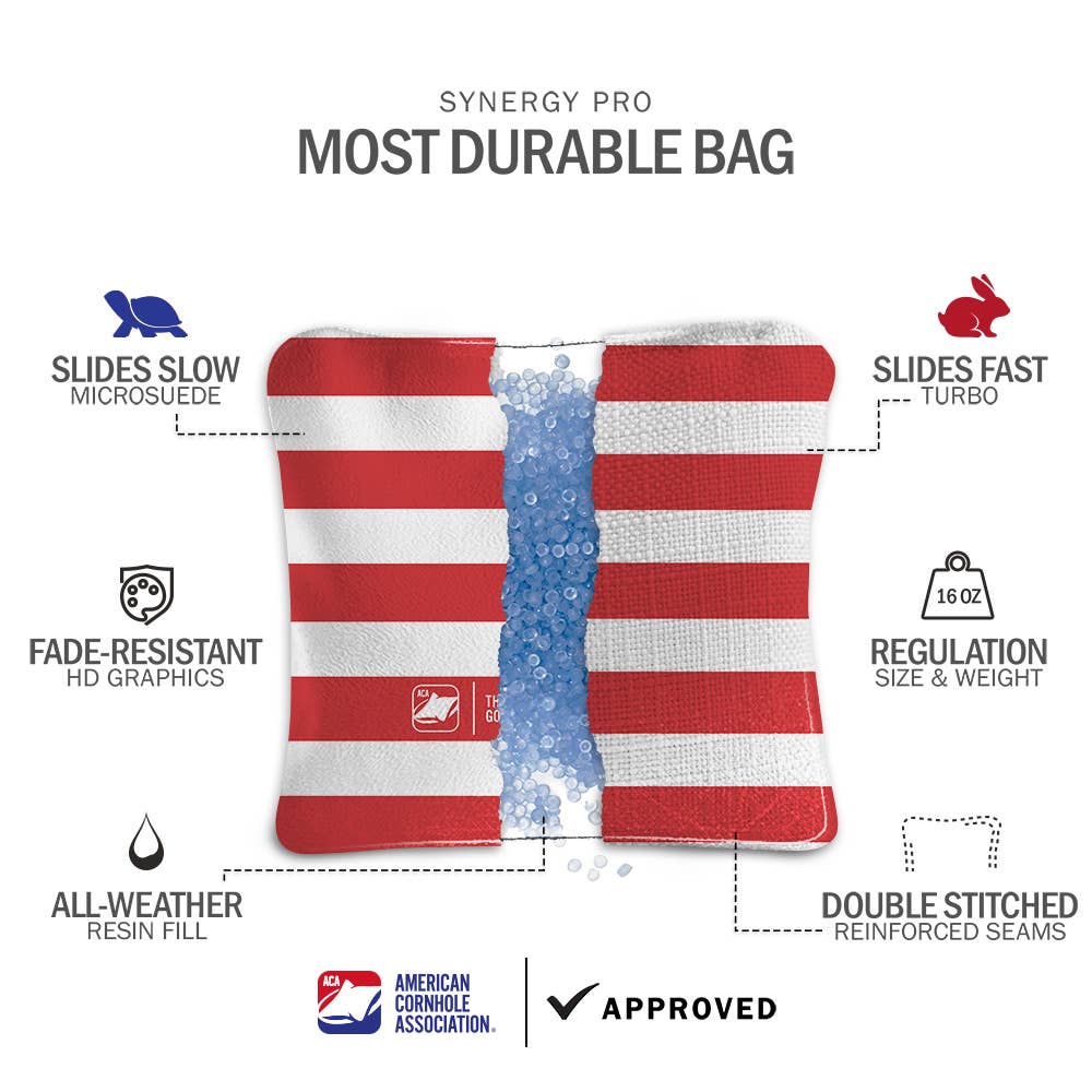 American Cornhole Association - Wholesale Cornhole - Bold Stars & Stripes Synergy Pro Cornhole Bags9