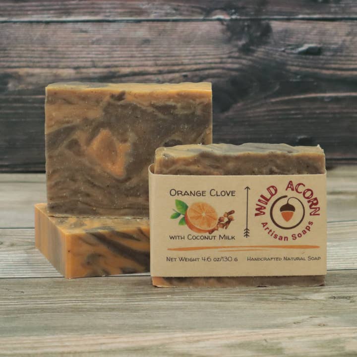 Orange Clove Soap with Coconut Milk for wholesale by Wild Acorn Artisan Soaps LLC