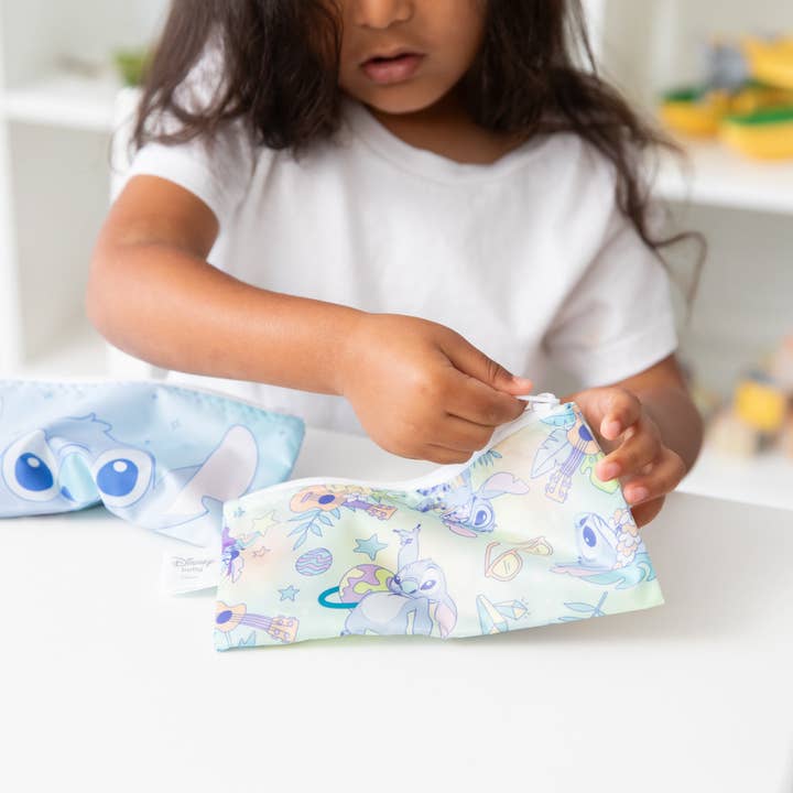 Bumkins - Wholesale Snack Pack - Kids & Baby - Reusable Snack Bag, Small 2 Pack: Stitch Star-ring Up Trouble7