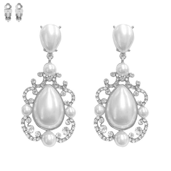 SP Sophia Collection - Wholesale Clip-On Earrings - Chandelier Stone Clip On Earrings
