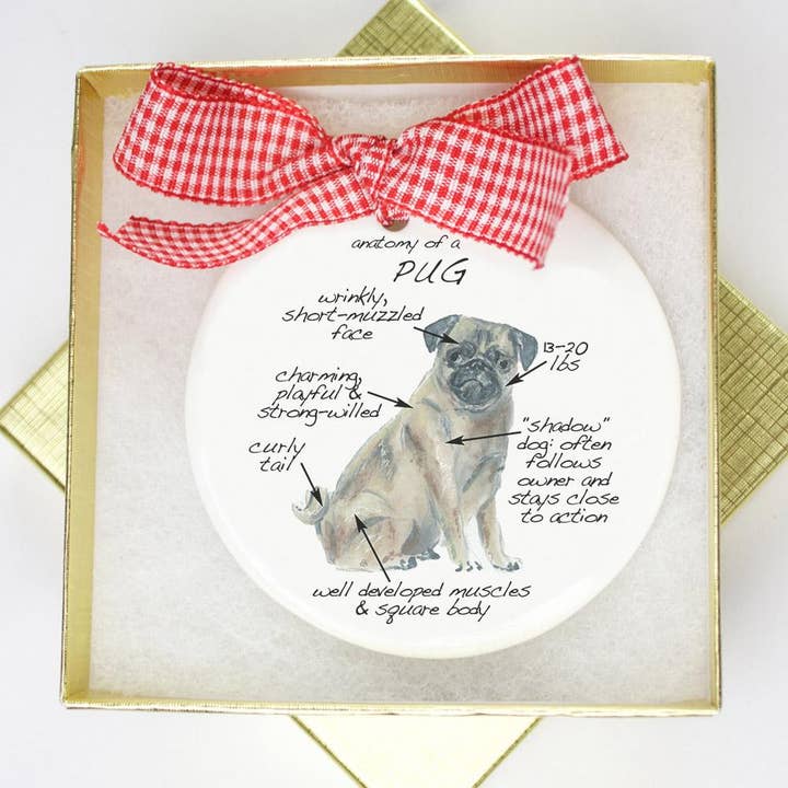 Dog Breed Anatomy Ornament - Pug for wholesale by Dishique