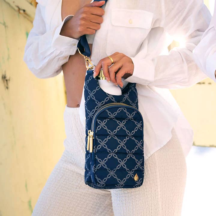 WanderFull - Wholesale Crossbody Bag - Women's - Navy Knot Print HydroBag®3