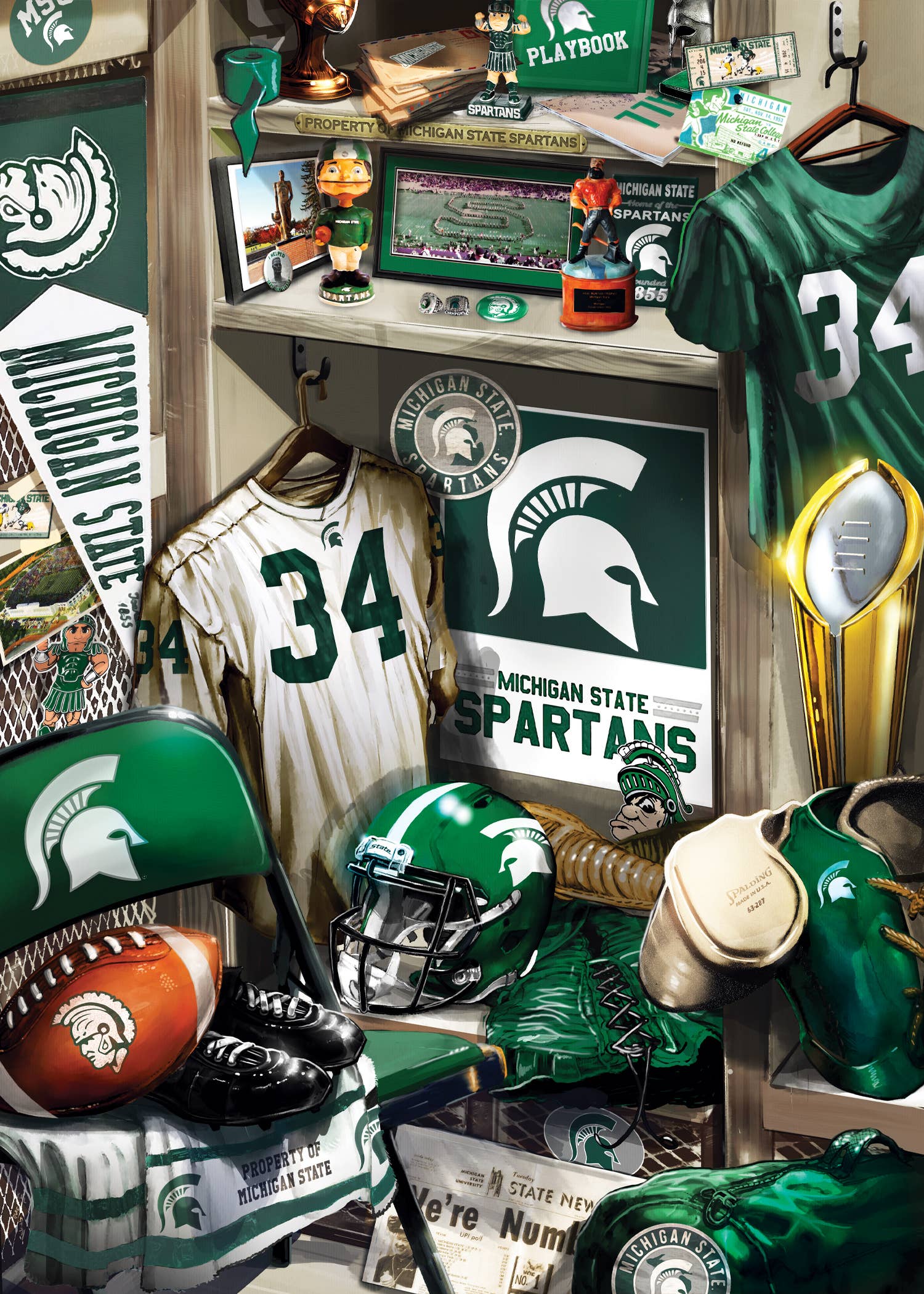 Masterpieces Puzzles - Wholesale Puzzle - Adult - Michigan State Spartans - Locker Room 500 Piece Puzzle1