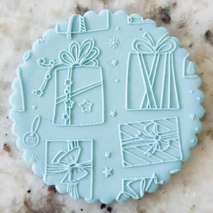 Presents Pattern Christmas Cookie Biscuit POPup Stamp for wholesale by Cut Bake Stamp