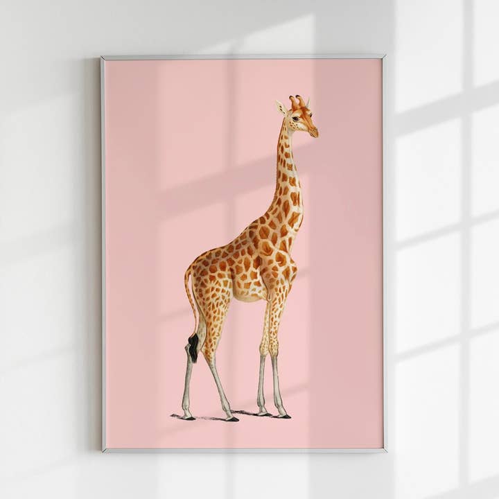 Giraffe Pink Poster for wholesale by Patroa Studio