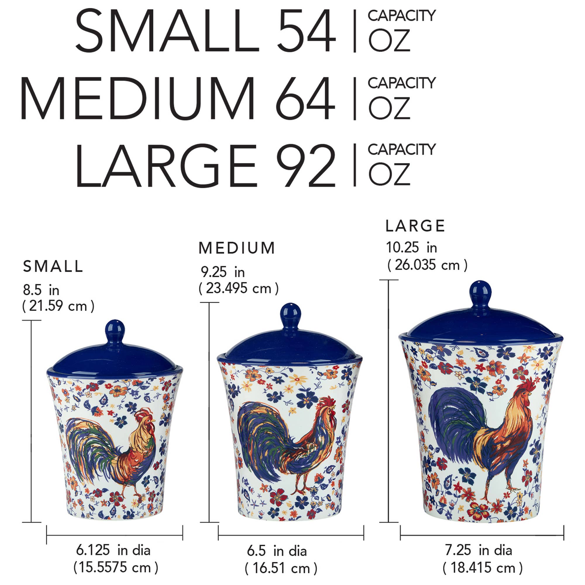 Certified International - Wholesale Canister Set - Morning Rooster Canister Set 3 pc. 54 64 192 oz.5