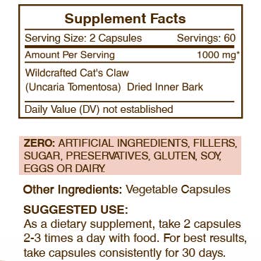 Secrets Of The Tribe - Wholesale Voedingssupplement/vitamine - Cat's Claw Capsules3