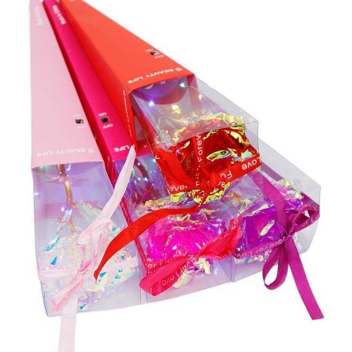 Cap Zone - Wholesale Artificial Flowers - Holographic LED Artificial Galaxy Rose Gift Box