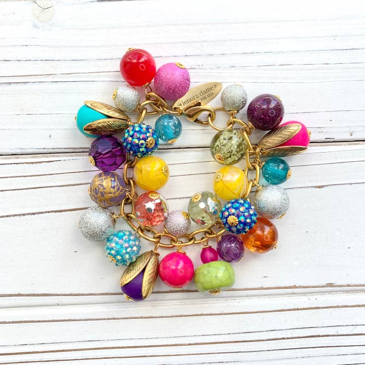 Lenora Dame - Wholesale Charm/Dangle Bracelet - Colorful Beaded Charm Bracelet