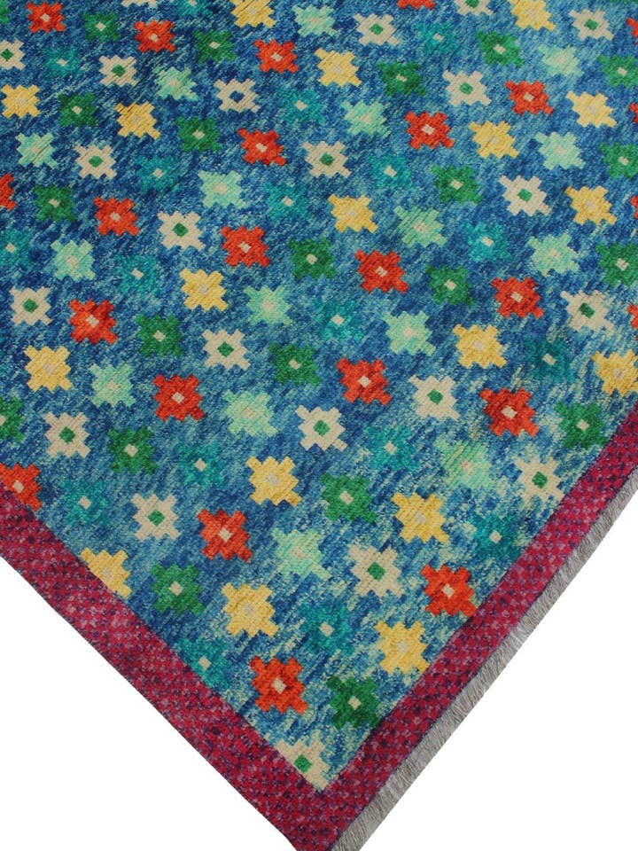 Balochi Afafa Blue/Magenta Rug, 4'10" x 6'6" for wholesale by Noori Rug