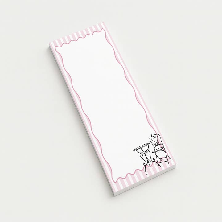 Pink Stripe Bistro Notepad | Parisian Café List Pad for Notes, To-Dos & Gifting for wholesale by Enchanted Farie Designs