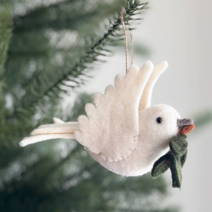 2025 Felt Dove With Olive Twig Ornament for wholesale by Ganapati