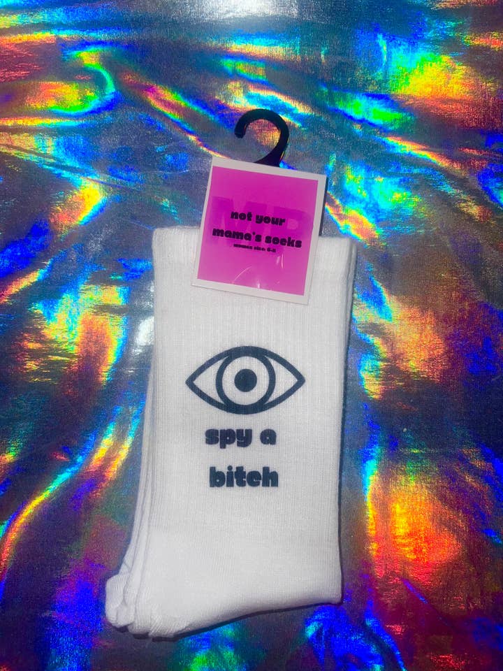 Eye Spy a Bitch Women's Socks for wholesale by MP Bag Makers