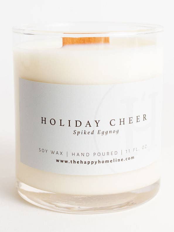 Bougie à mèche en bois Holiday Cheer de 11 oz pour la vente par The Happy Home Line