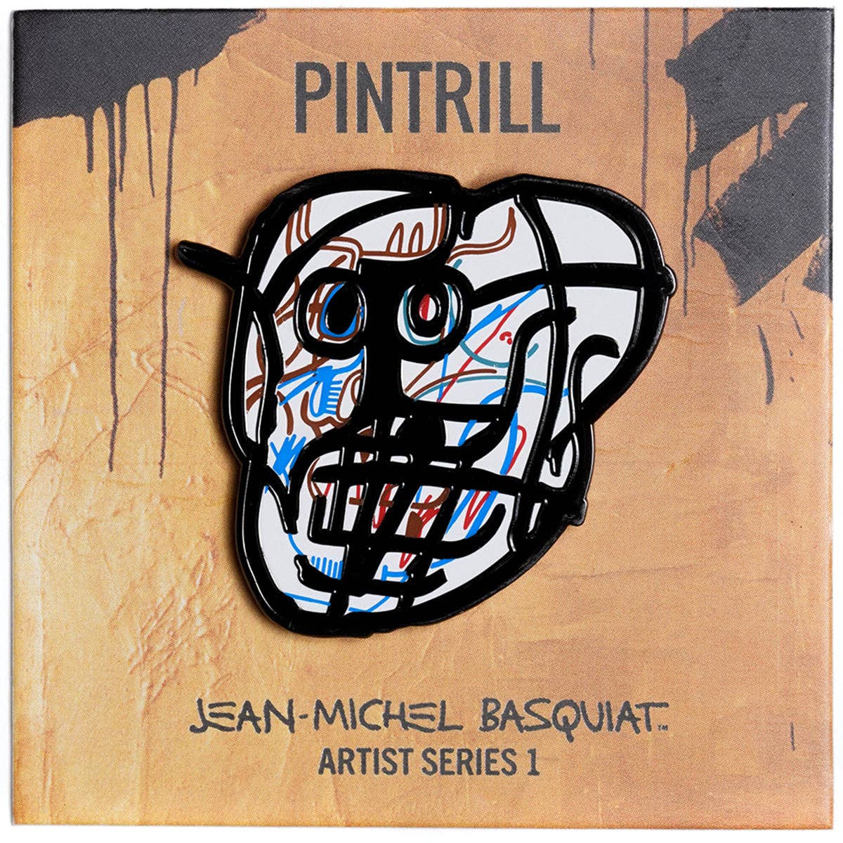 PINTRILL – Engroshandel Reversnål/knap – JEAN-MICHEL BASQUIAT - Skull nål1