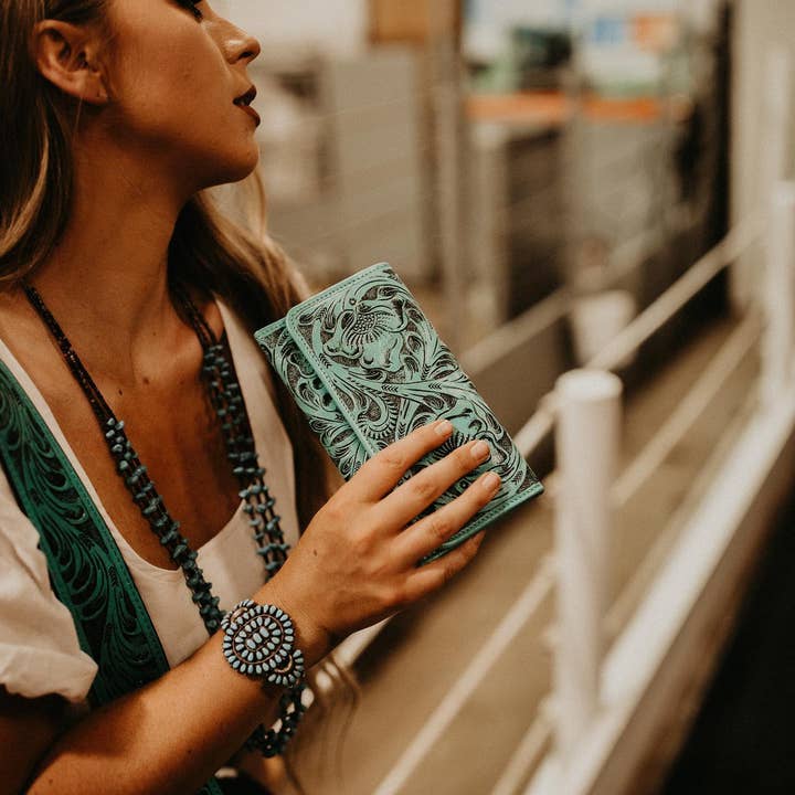 Trifold Floral Leather Wallet for wholesale by Virginia Handbags