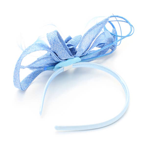 Inca UK - Wholesale Fascinator Hat - Women's - Style Ruby. Pale Blue Sinamay flower fascinator with quills2