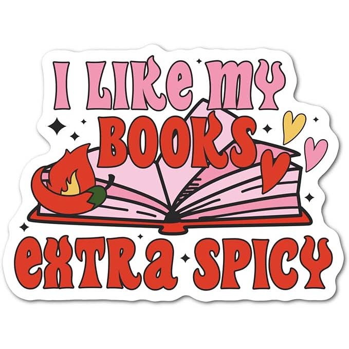 I Like My Books Extra Spicy Sticker for wholesale by Chic Sticker Cafe
