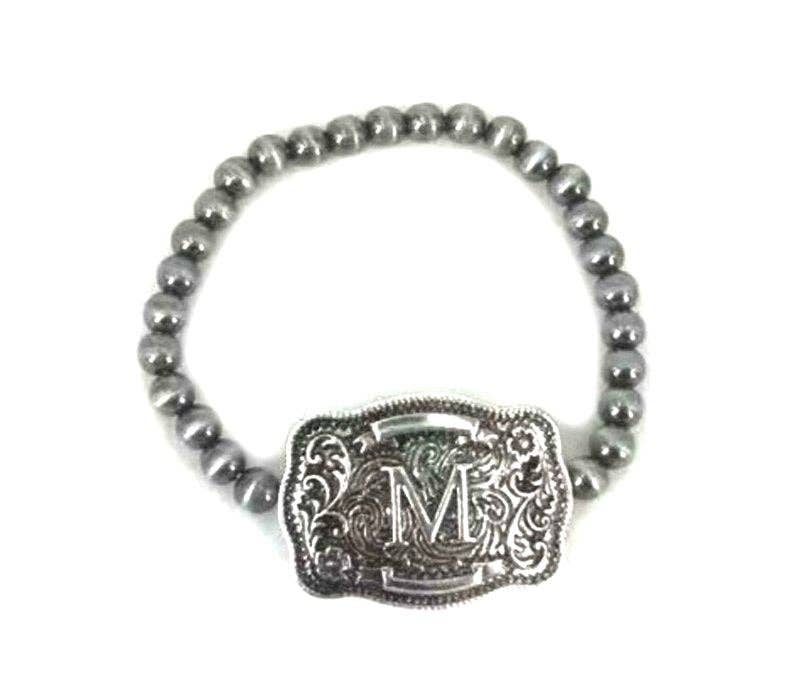 Snowing West - Wholesale Beaded Bracelet - Western Buckle Initial Stretch Bracelet9