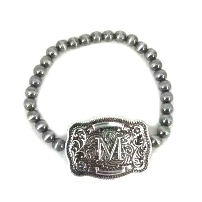 Snowing West - Wholesale Beaded bracelet - Western Buckle Initial Stretch Bracelet9