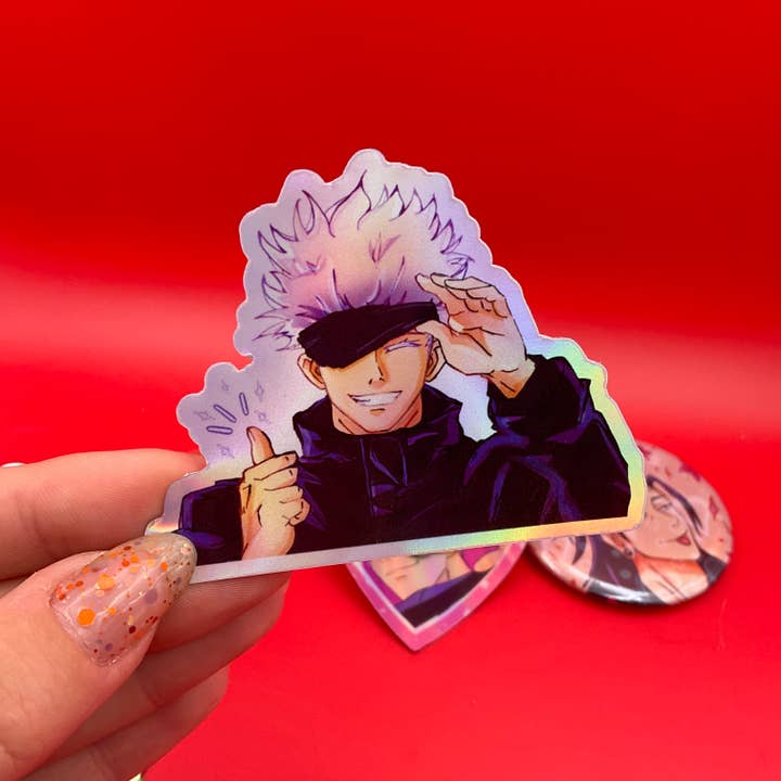 Elegant Potato Anime - Wholesale Sticker - JJK Gojo Thumbs Up Sticker  - Holographic Waterproof Â