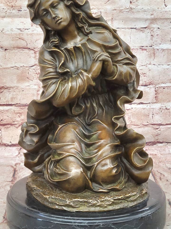 Underskrevet Canova Jomfru Maria Bedende Religiøs Bronzeskulptur Vor Frue Ubesmittede for engroshandel hos Bronzhaus