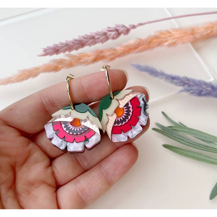 Rosa Pietsch - Wholesale Hoop Earrings - Isobel Floral Hoop Earrings in Sunset