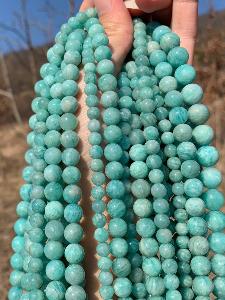 Amazonite beads between 6 and 10mm AD for wholesale by A l'or gemmes