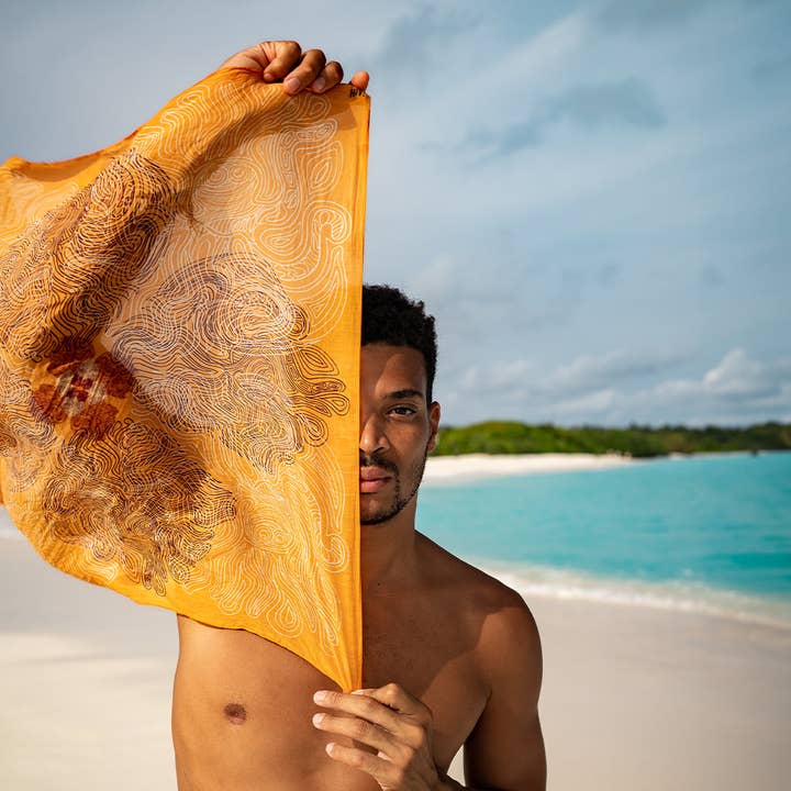 Octopus scarf - Mustard for wholesale by Hia Paris