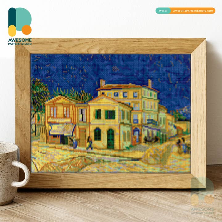 The yellow house, Diamond Painting DIY Craft Kit - 120x162 for wholesale by Awesome Pattern Studio