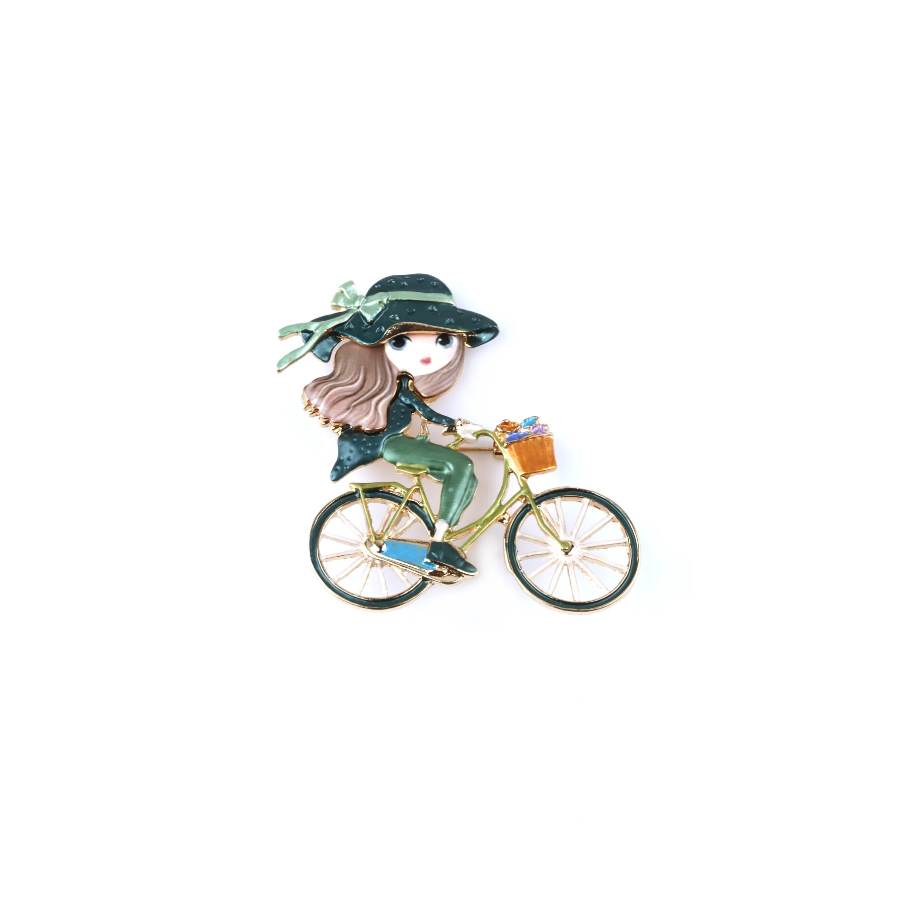 Domoflor s.l - Wholesale Brooch - ✨ Girl on Bicycle Brooch 🚲💐1
