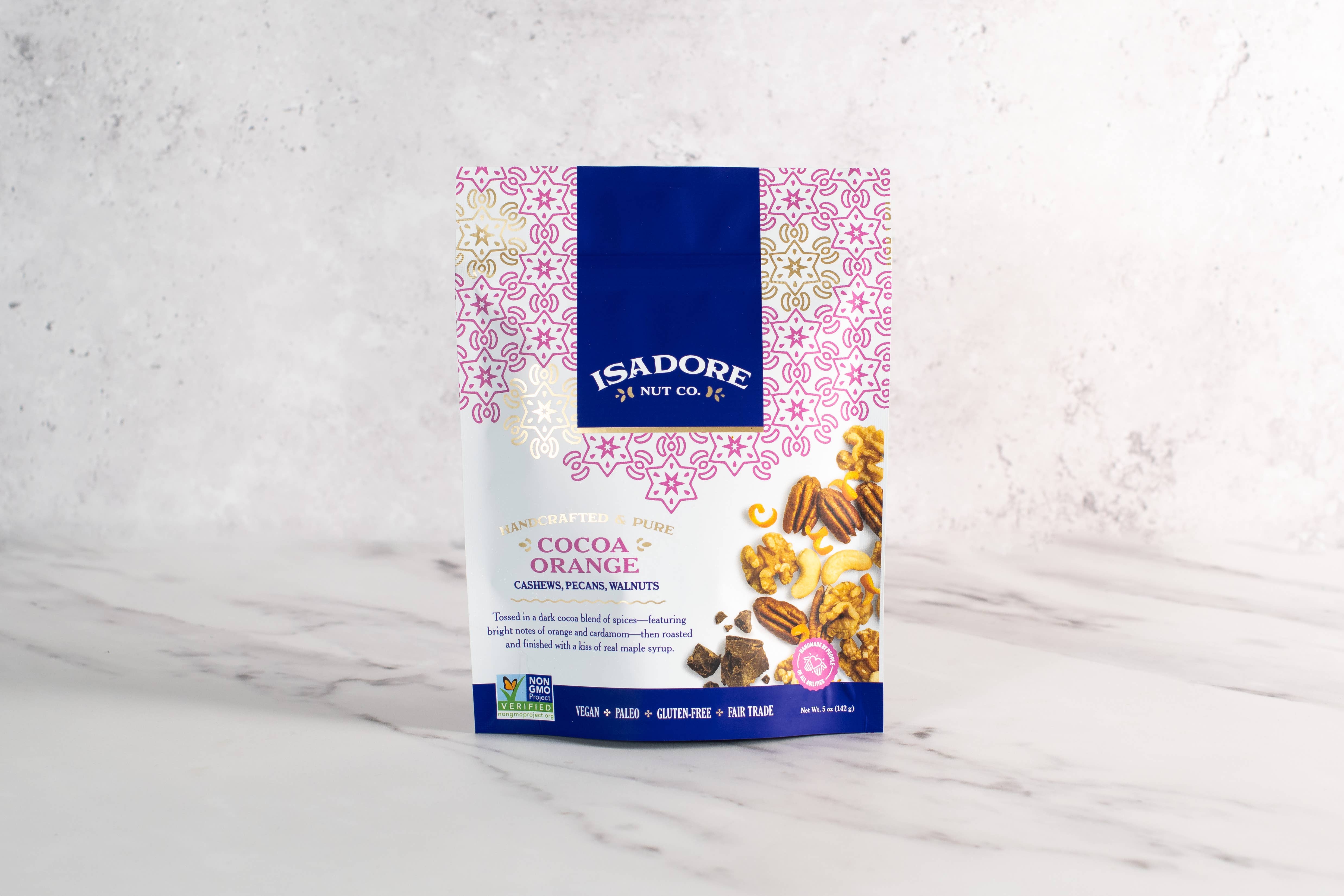 Isadore Nut Company - Wholesale Nuts - Cocoa Orange: Cashews, Pecans, Walnuts- 5 oz- Non-GMO9