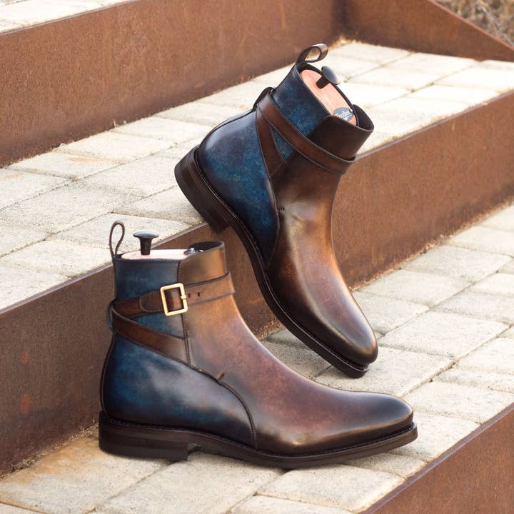 Rohan Jodhpur-Stiefel, handbemalt, patiniert, Braun/Denim für den Großhandel von DapperFam