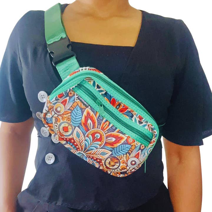 African Print Neoprene Hip Pouch, Waterproof Accessory #6 for wholesale by YewandeAndCo