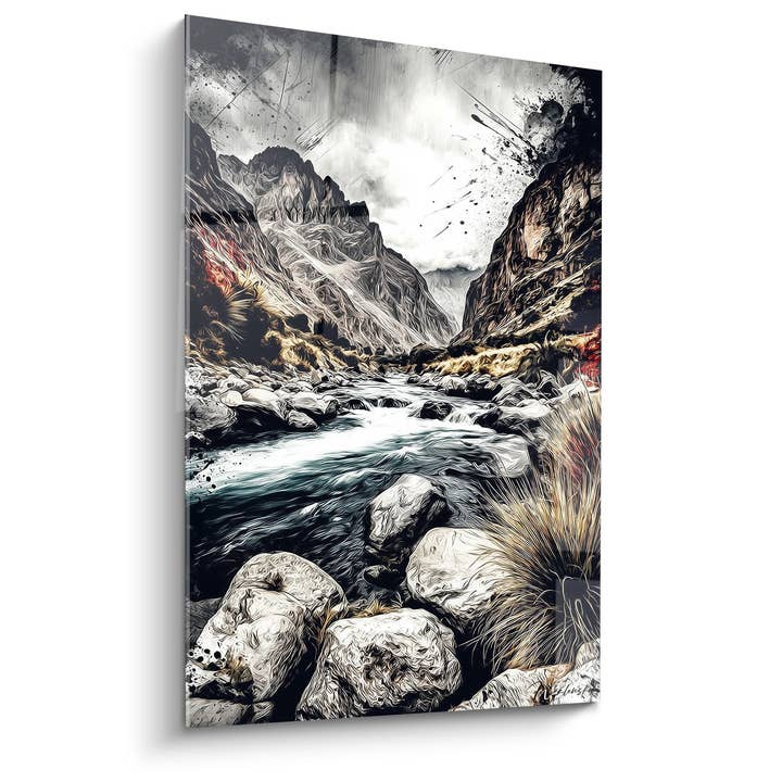 Dipinto di torrente montano - Flutti selvaggi tra rocce - edizione Gole e canyon per la vendita all'ingrosso da parte di Walensky