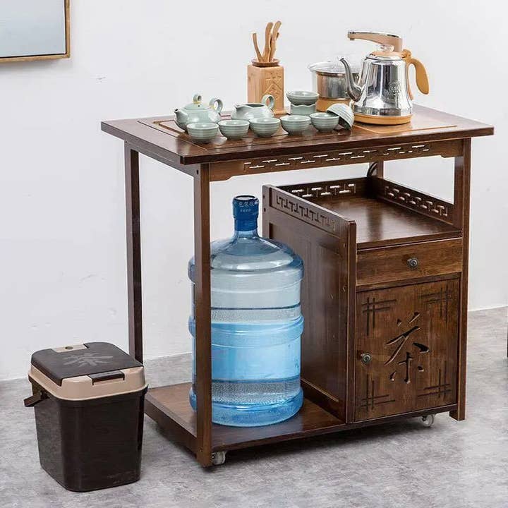 everythingbamboo - Wholesale Serving tray - Bamboo Table Bamboo Gongfu Tea Coffee Table Serving Tray Cabinet With Wheels1