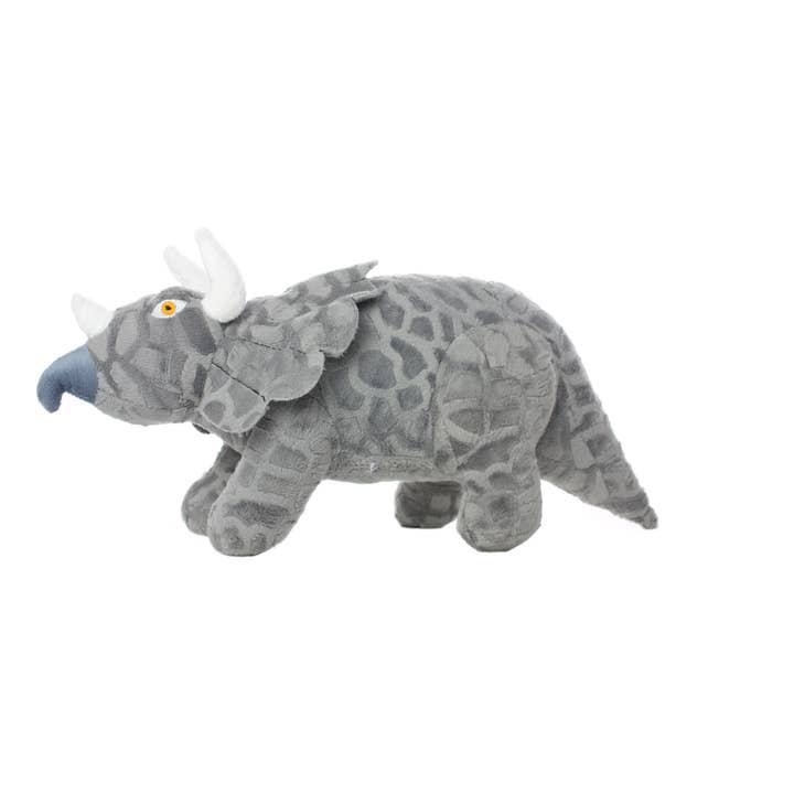 Mighty Dinosaur Triceratops, pluche, piepend hondenspeelgoed voor wholesale door Tuffy Dog Toys - VIP Products