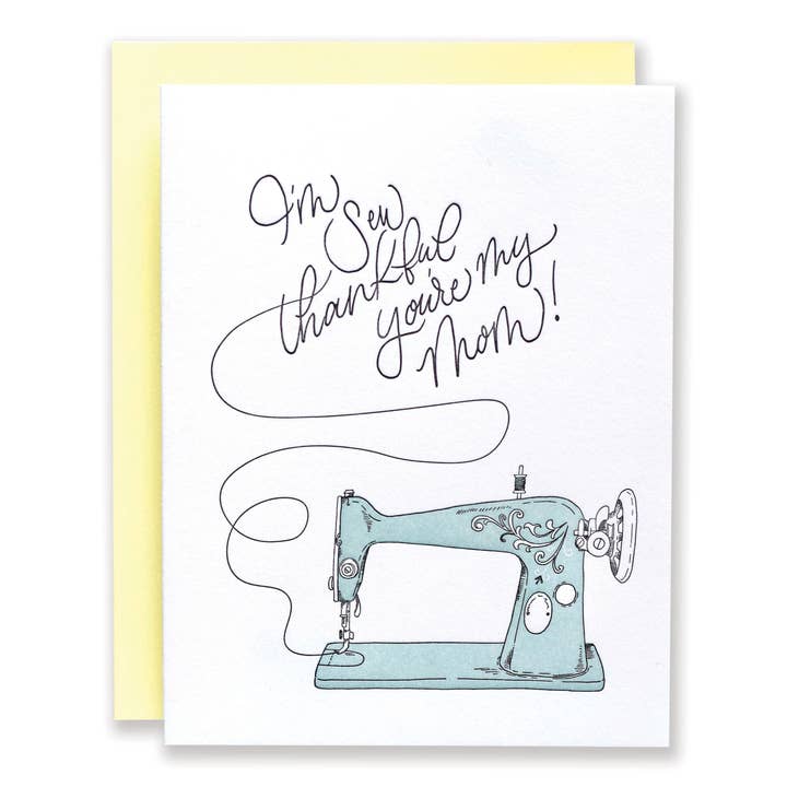 Letterpress-Grußkarte „Ich bin SEW Thankful For You Mom“ für den Großhandel von Michelle Renee Co.