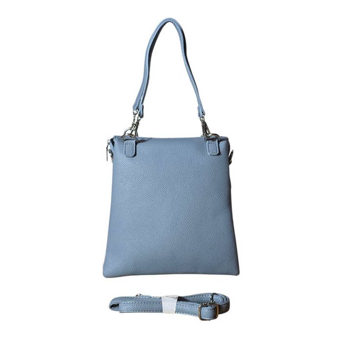 Ladies Crossbody Messenger Faux Leather Bag 7115 Light Blue for wholesale by Strathurie