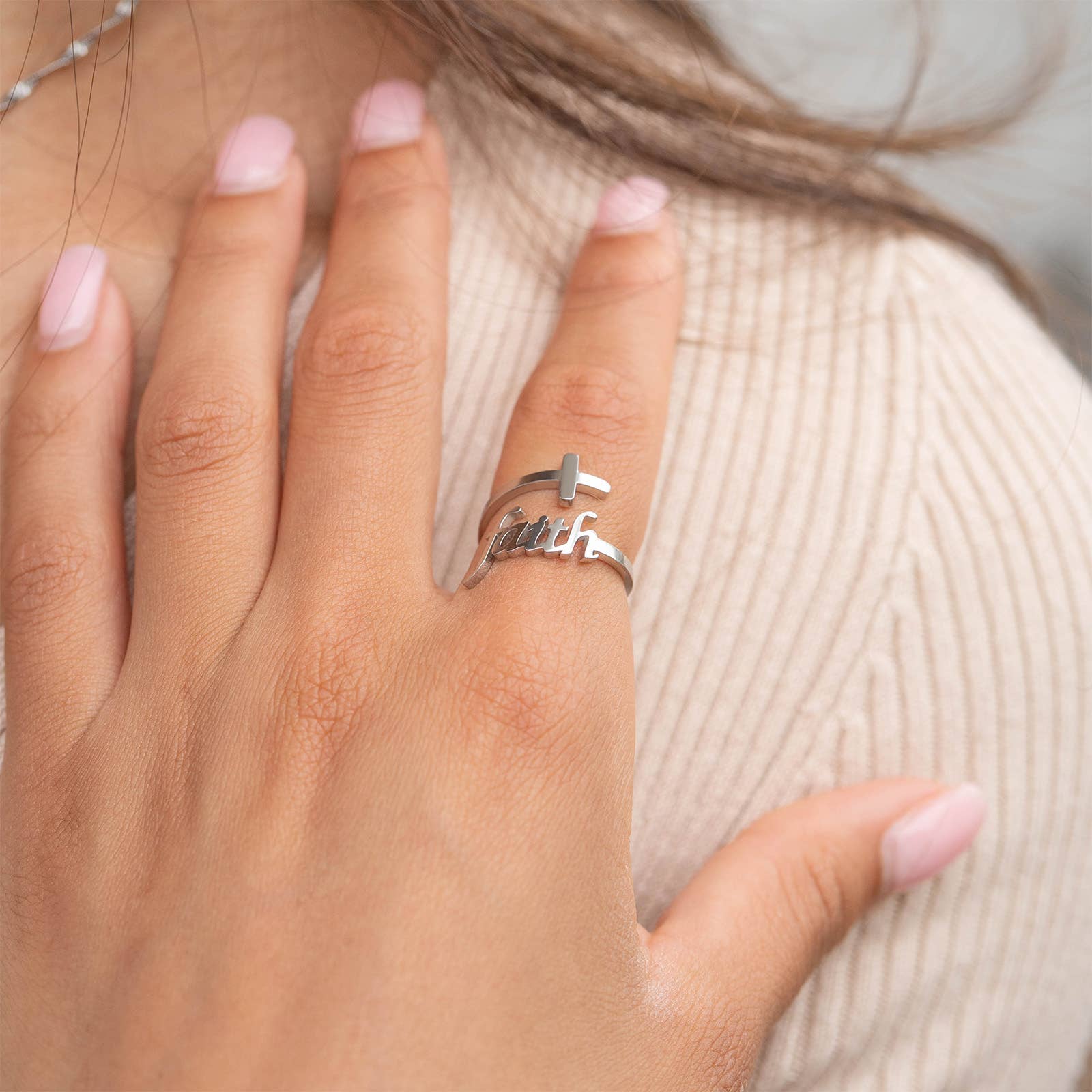 WJW – wholesale Cocktail/statement ring – 18K Gold PVD Adjustable "Faith" Ring1