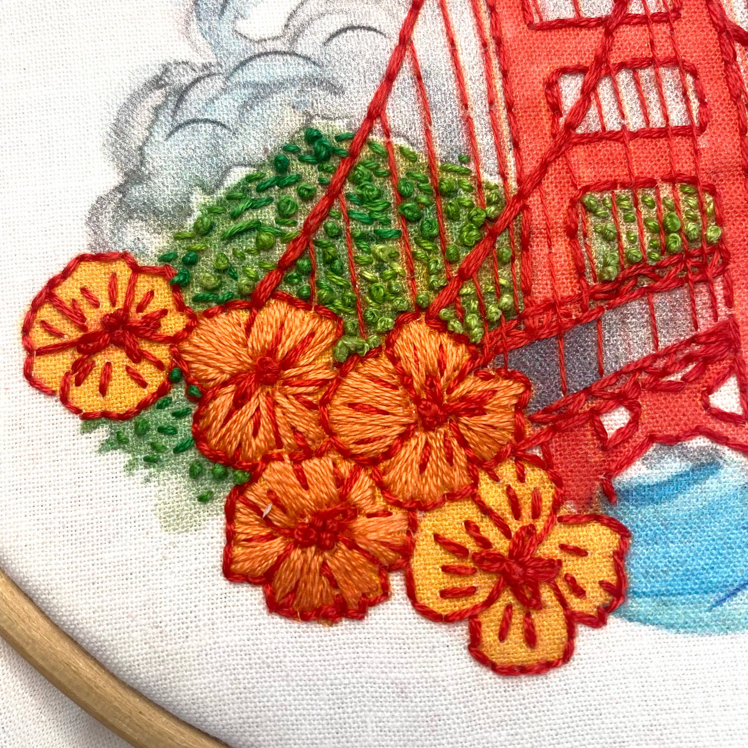 Keller Design Co. - Wholesale Embroidery/Cross Stitch Supplies - Meet Me in San Francisco Golden Gate Bridge Embroidery Kit4
