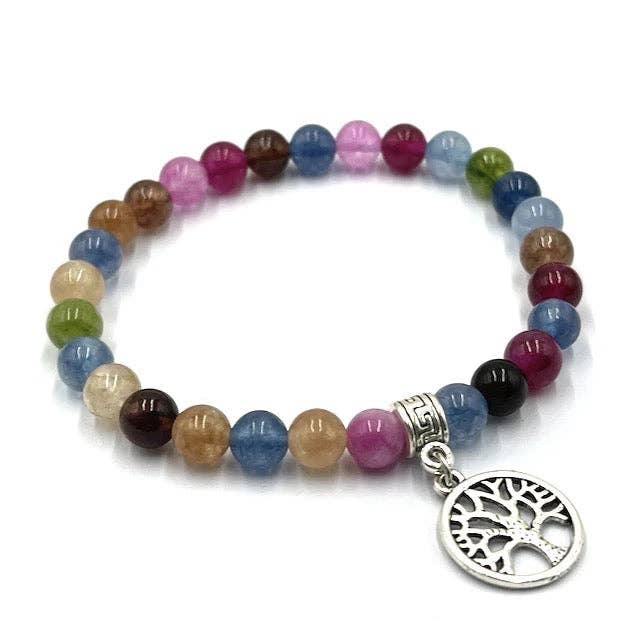 Bracelet en perles de tourmaline avec pendentif en forme d'arbre de vie pour la vente par Alicia Gonzalez