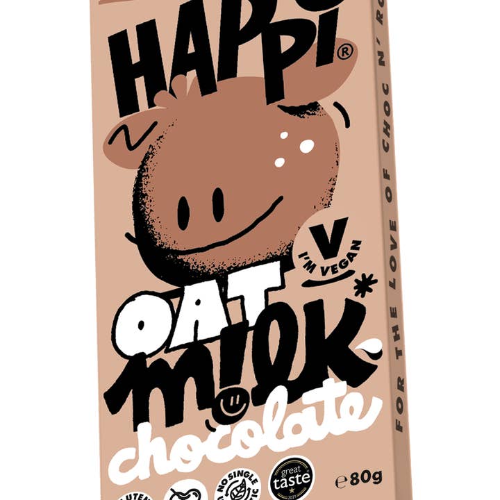 Happi – Barra de chocolate por atacado – Barra de Leite Simples, Aveia Happi M! Lk Chocolate, 80g2