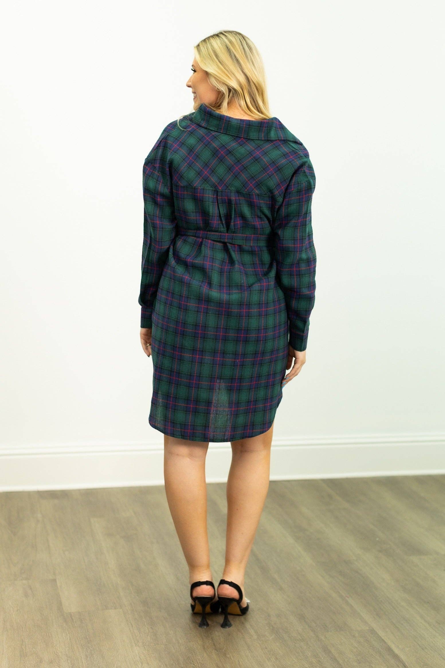 Flannel Dress, Green for wholesale on Faire10