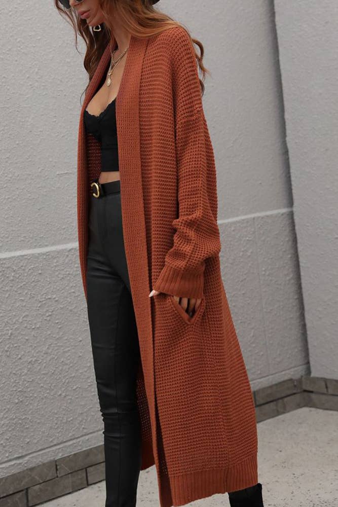 UNISHE - Wholesale Cardigan - Women's - Plain Long Length Open Sweater Cardigans MY02111